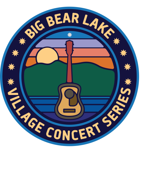 Circular Big Bear Lake Village Concert Series Logo featuring an illustration of an acoustic guitar